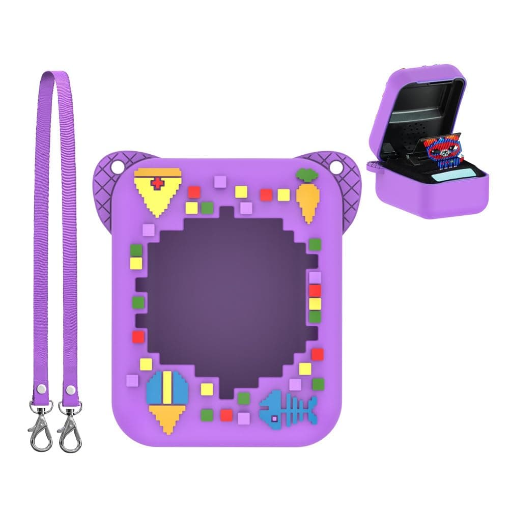 New Protective Case for Bitzee Pet game machine Console Silicone Protective Case Dust and Dirt Resistant Protective Case Virtual Pet Electronic Game Machine with Lanyard (Purple)