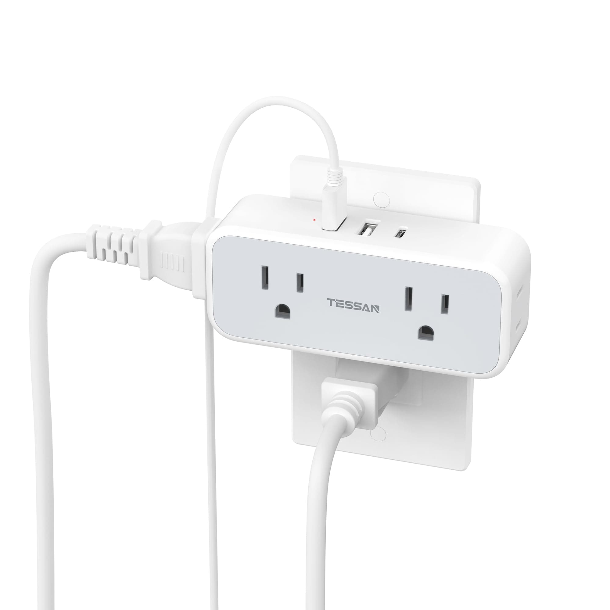 Surge Protector Outlet Extender, TESSAN Multi Plug Splitter with 4 Electrical Outlets 3 USB Ports(1 USB C), Multiple Plug Mini Wall Expander for Home Bathroom Office Dorm Room Essentials