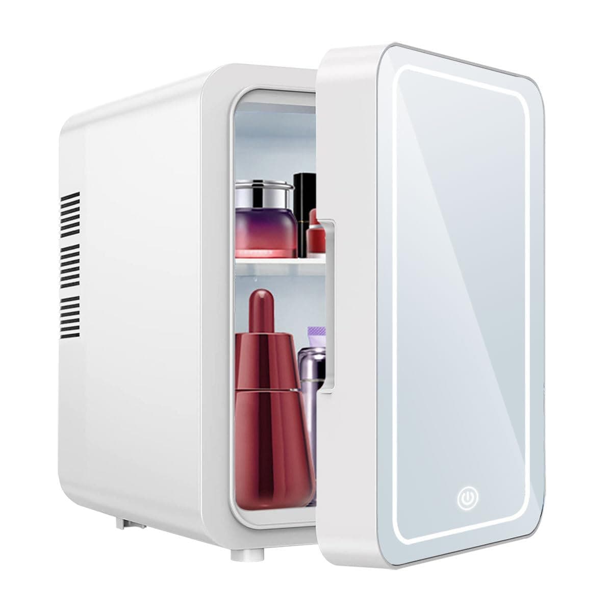 Makeup Fridge, Make-Up Mini Fridge, with Dimmable Led Light Mirror, Portable Small Refrigerator for Cosmetics, Skin Care and Food, 4L Mini Fridge for Bedroom, Car, Office & Dorm, Cooler & Warmer