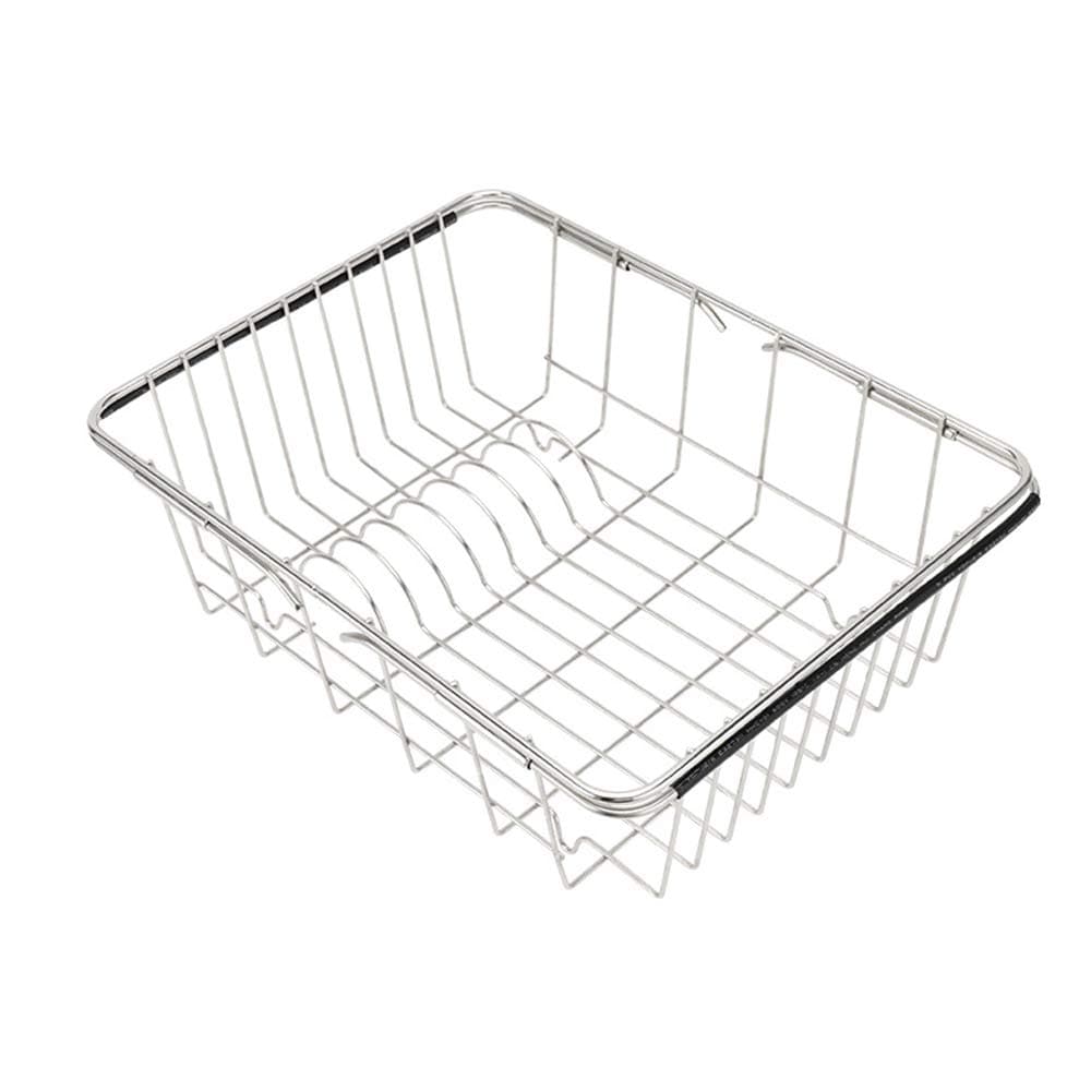 Adjustable Large Dish Rack Over Sink With non-slip handle, Deep Dish Drying Rack in Sink or On Counter,Adjustable Arms Dish Drainer Rustproof Stainless Steel