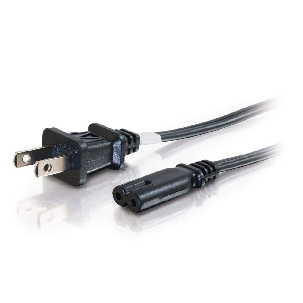 6ft 18 AWG 2-Slot Non-Polarized Power Cord (NEMA 1-15P to IEC320C7)