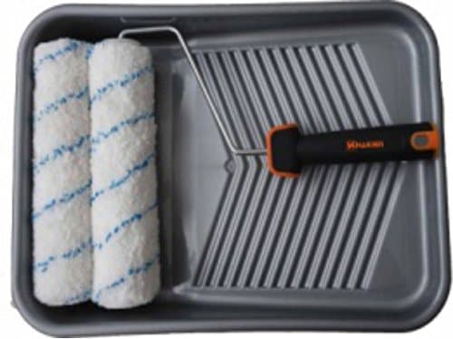 Professional Microfiber Paint Roller Set (4pc) – 9" Roller Kit with 2 Polyester & Acrylic Covers, Silver PP Tray & Ergonomic TPR Handle – Ideal for Walls, Ceilings & All Paint Types