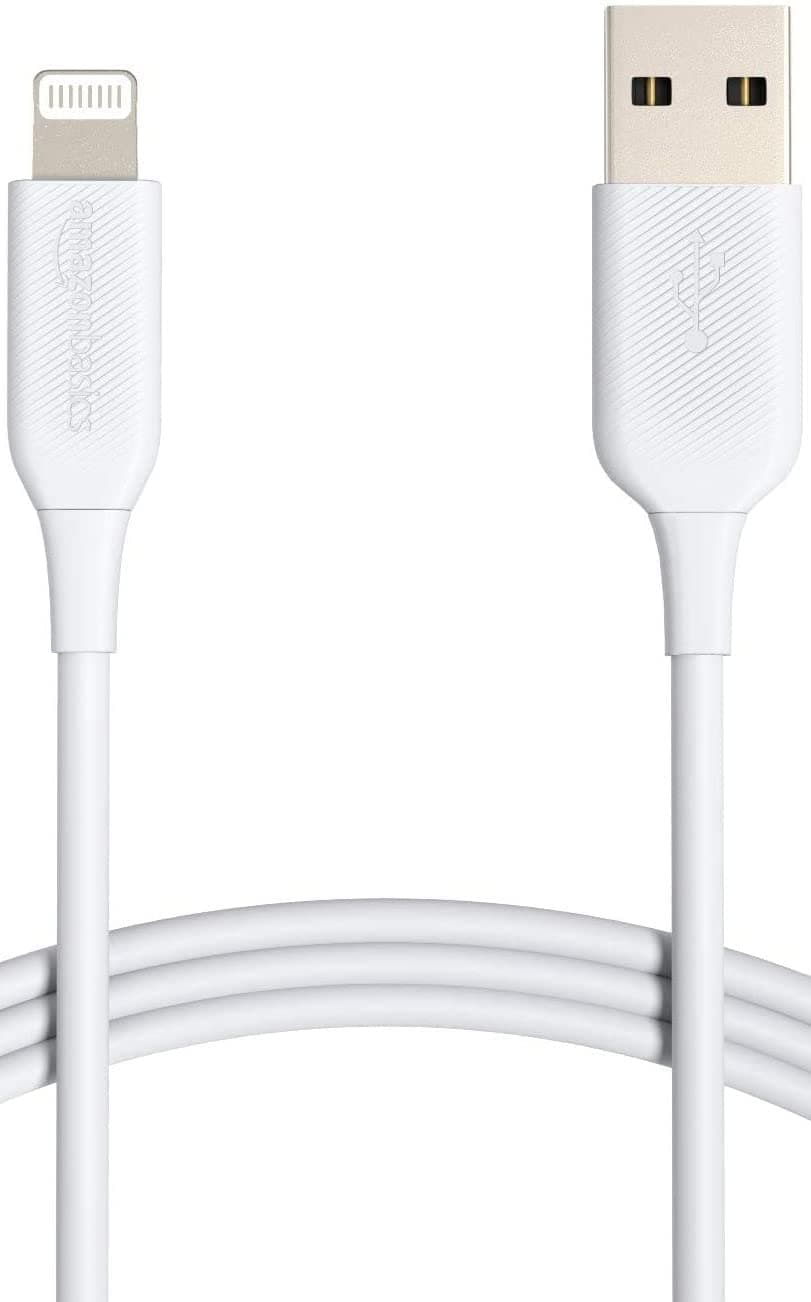 – Amazon Basics Lightning to USB A Cable - MFi Certified iPhone Charger, White, 0.9 m