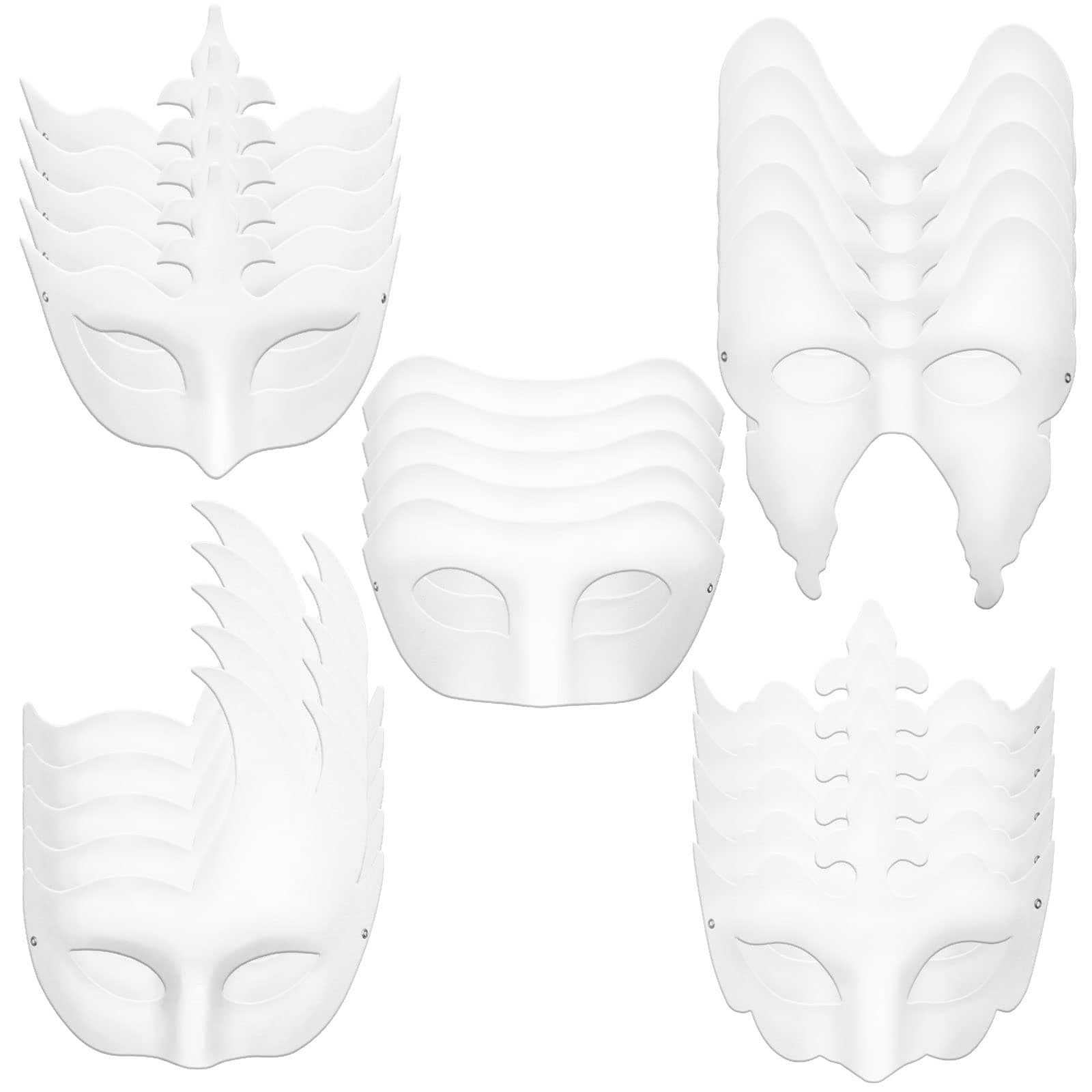 40 Pack Paper Mardi Gras Mask Plain White Masquerade Mask DIY Half Face Paper Masquerade Masks For Women Men Adults Costume Party Art Crafting Project Performances