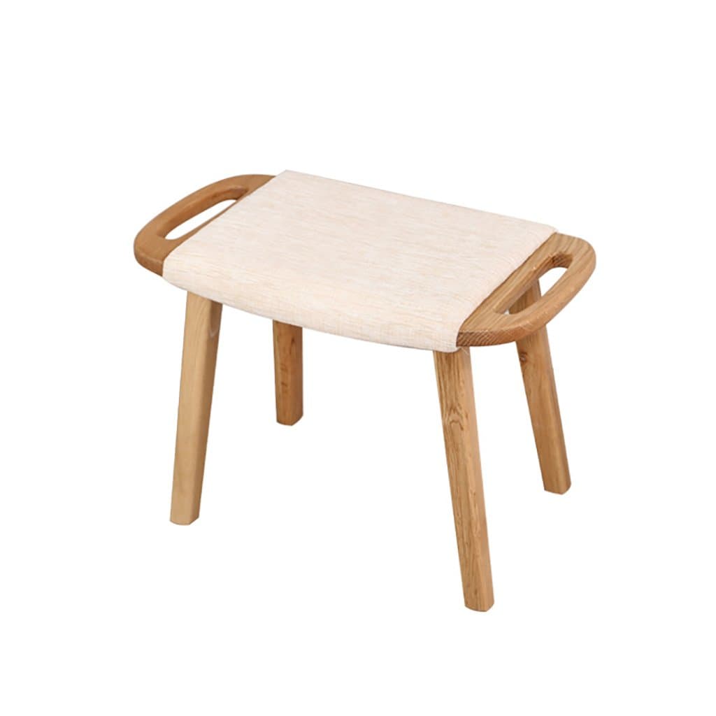 WENJUN The original element of all solid wood dressing stool white oak furniture small size Nordic modern minimalist soft bag makeup stool (Color : Wood color)