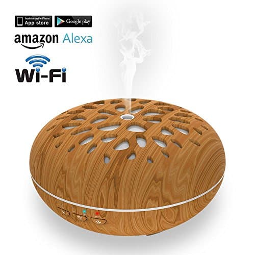 Aroma Diffuser, 300ML Smart Aromatherapy Oil Diffuser Compatible with Alexa, Quiet Electric Ultrasonic Cool Mist Humidifier, 7 Colorful LED Lights, Timing Function and APP Control