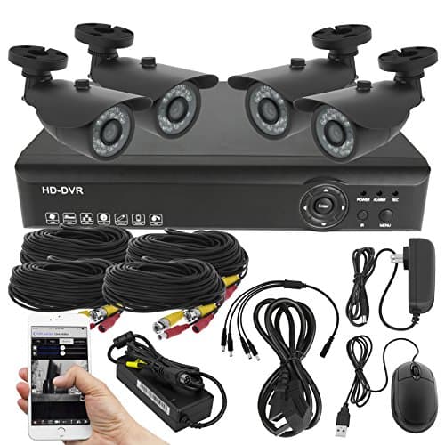 Best Vision Systems 8 Channel AHD DVR Security System with 4 720P AHD IR Outdoor Bullet Cameras, 1TB HDD Included and Remote Surveillance (Black)