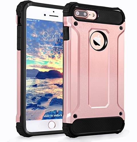 iPhone 7 Case,iPhone 8 Case,Qusum Shockproof Anti-Scratch Resist Cracking [ Heavy Duty ] Dual Layer Armor Ultimate Protection for Apple iPhone 7/8 4.7" inch (Rose Gold)