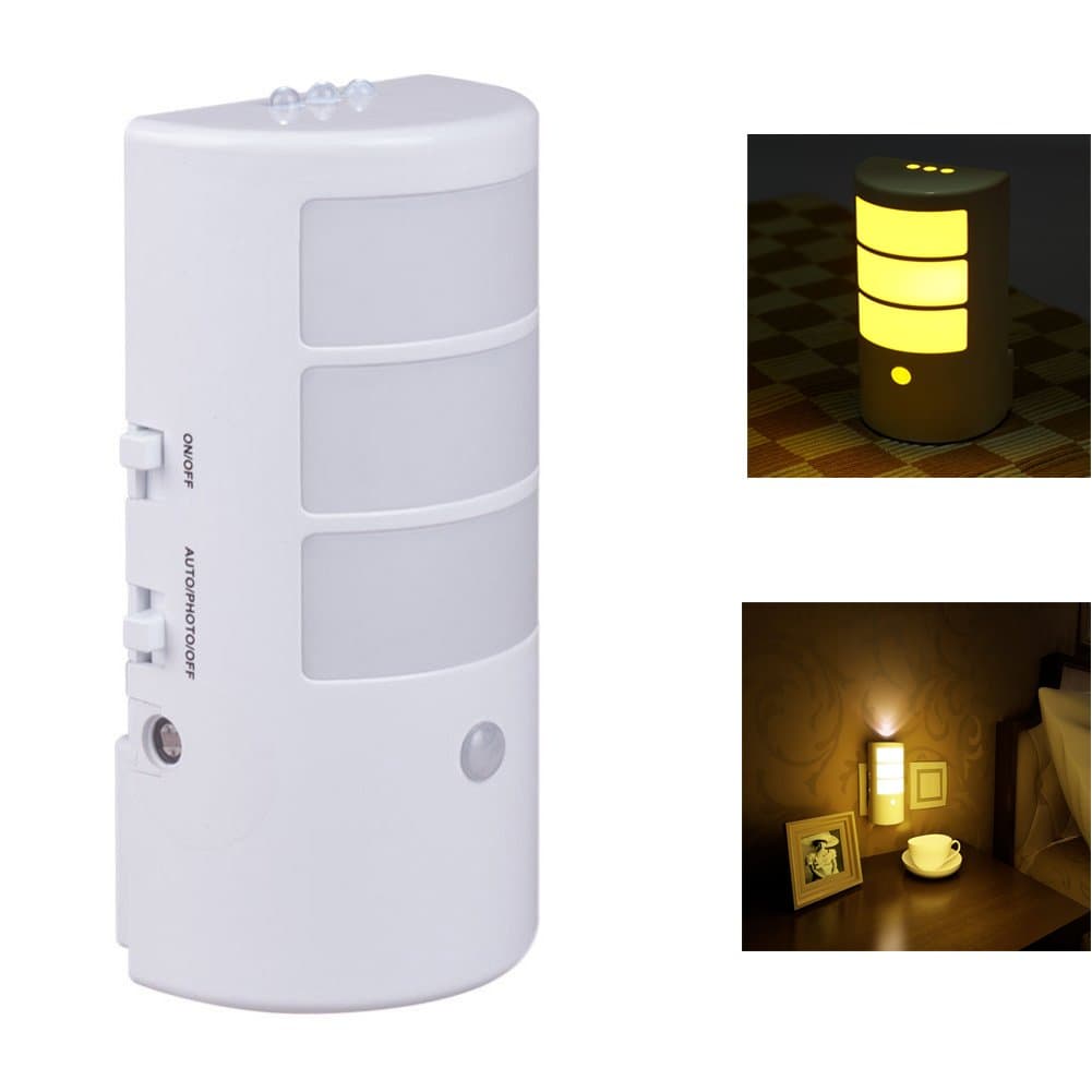 dbsmart Multifunction LED Motion Sensor Night Light, 110v-220v, US Plug, Wall Charging Emergency Flashlight, for Bedroom, Reading Room, Kids Room, Baby Room (Warm Light)