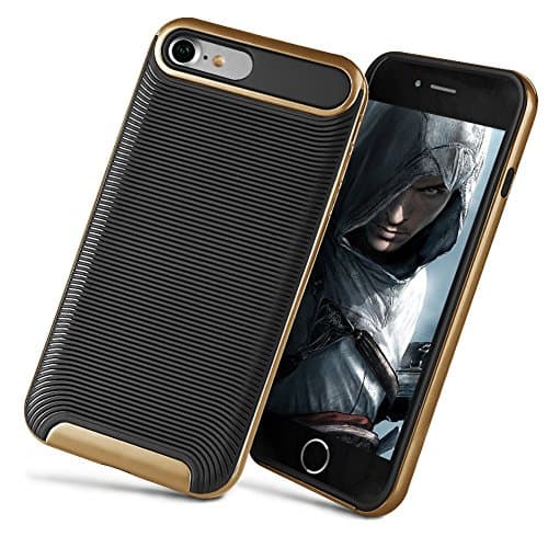 iPhone 7 Case, HeeBin Modern Slim Ripple Design better Shock - Absorption & Scratch - Proof For Apple iPhone 7 - Gold