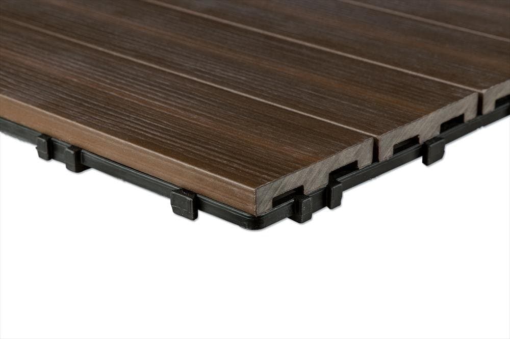 Kontiki 10-Piece Composite QuickDeck Series Interlocking Deck Tiles, 12 by 12 by 1-Inch, Chestnut