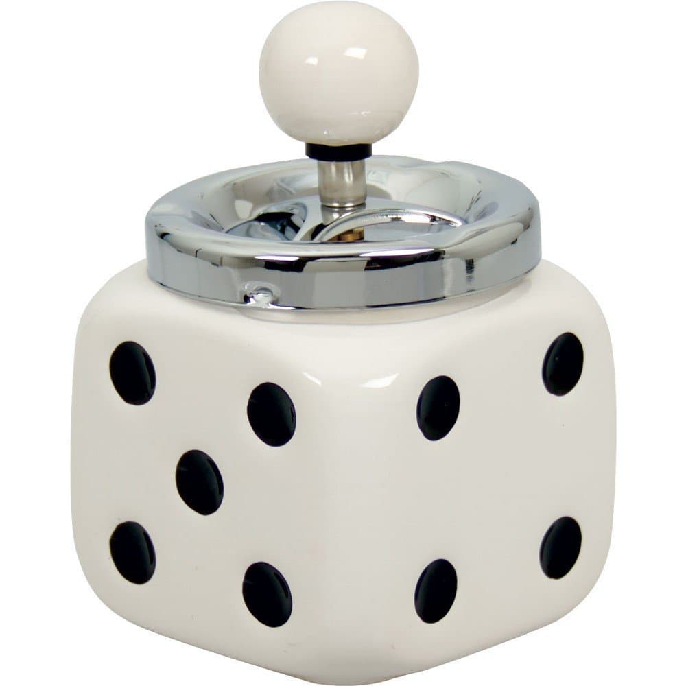 5.75" White Dice Ceramic Spinning Ashtray
