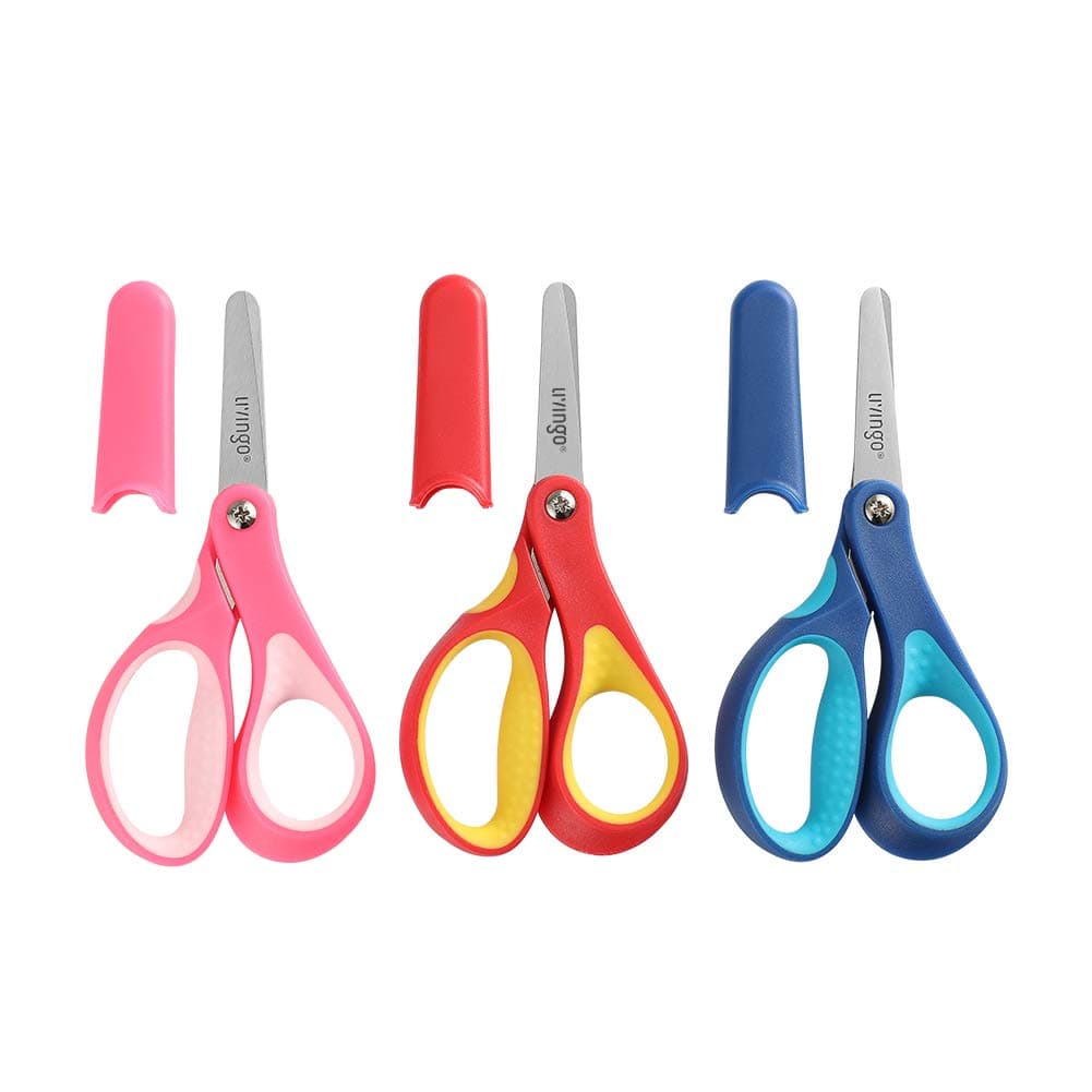 LIVINGO 5" 3 Pack Kids Scissors with Blunt Tip