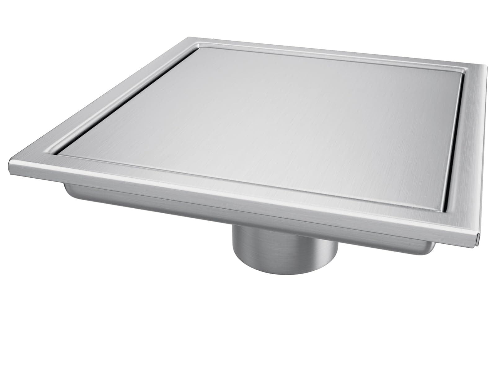 Square Shower Drain, Shower Drain 4 inch with 2 in 1 Tile-Insert Cover, Brushed AISI 304 Stainless Steel Shower Floor Drain with Hair Catcher