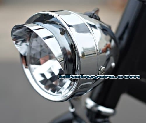 Dynamo Retro-Style Bullet Headlight with Visor, Chrome