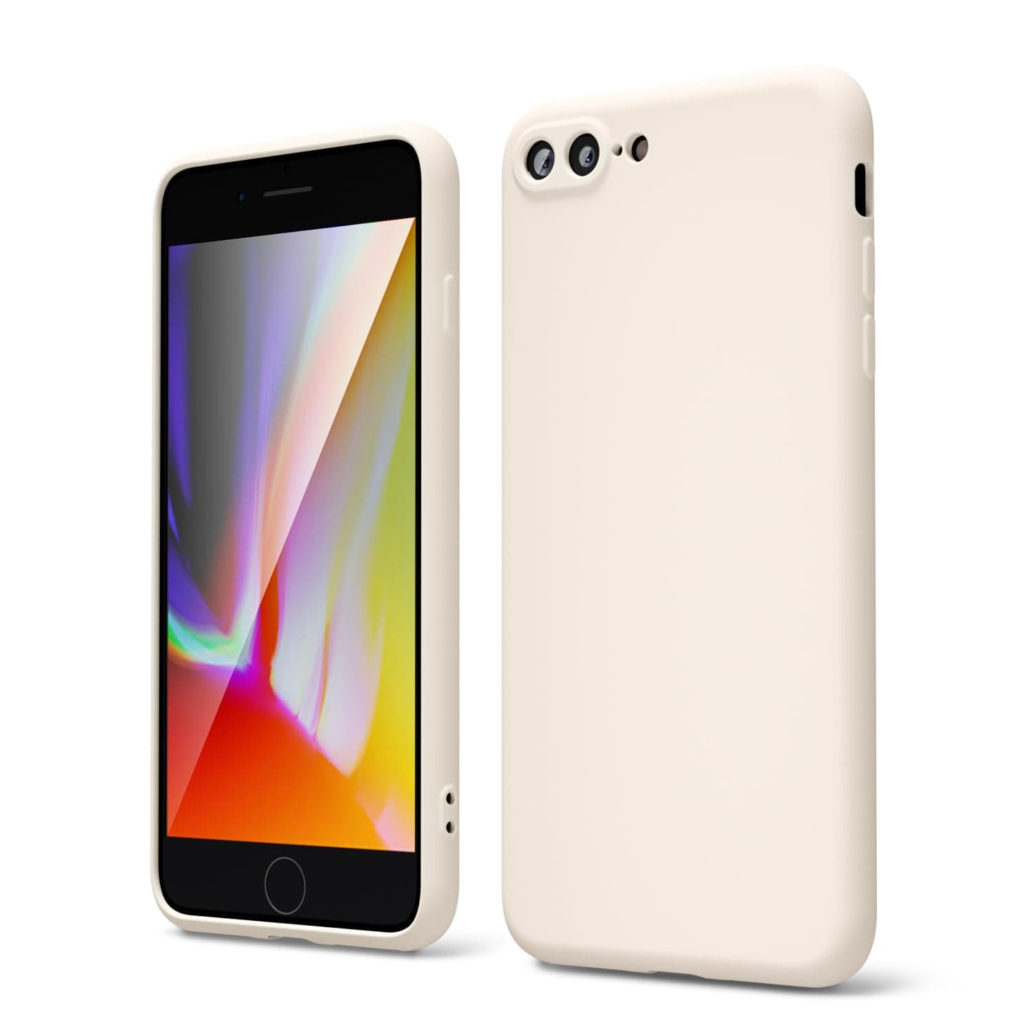 oakxco for iPhone 7 Plus Case iPhone 8 Plus Case Liquid Silicone, Cute Thin Slim Soft Rubber Gel Smooth Cover for Women Girl, Matte TPU Solid Aesthetic Design Protective & Shockproof, Beige Stone