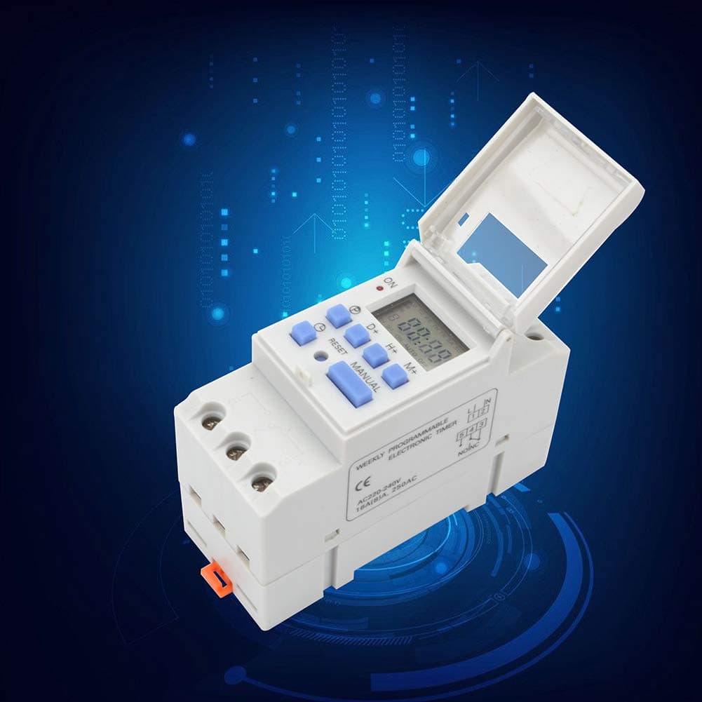 Milnnare AC 220V Din Rail Mount Weekly Programmable LCD Digital Electronic Timer Switch
