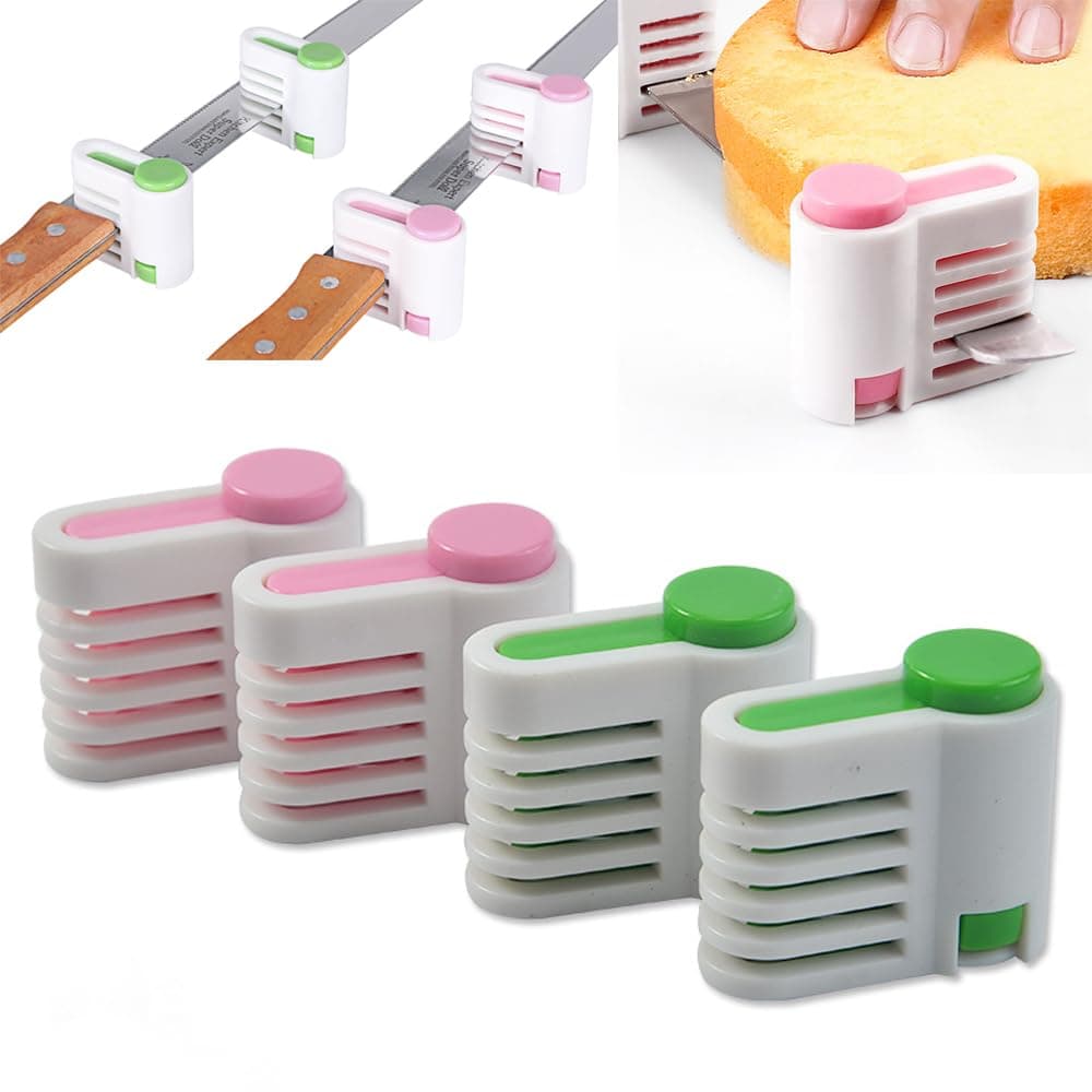 4 Pack DIY Cake Slicer, Adjustable 5 Layers Leveler Slicer, Cutting Fixator Guide Tools Stratification Auxiliary, Even Cake Slicing Leveler, Bread Slice Kitchen Bakeware Accessories