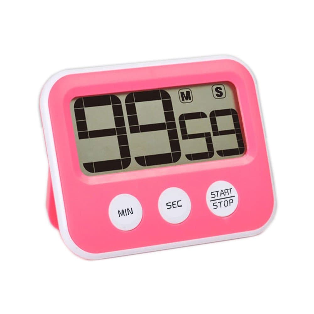 Kitchen Timer,4 Segment Big LCD Screen Digital Scrolling Display Count-Down Timer, Extra Accuracy, Loud Alarm Voice with Strong Magnetic and Table Vertical (Pink)
