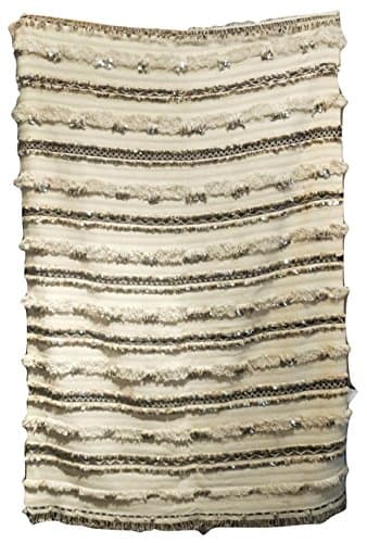 Moroccan Wedding Blanket with Sequins (6'4" x 4'3") Boho Chic Handmade Vintage Heirloom [Ships from Within USA]