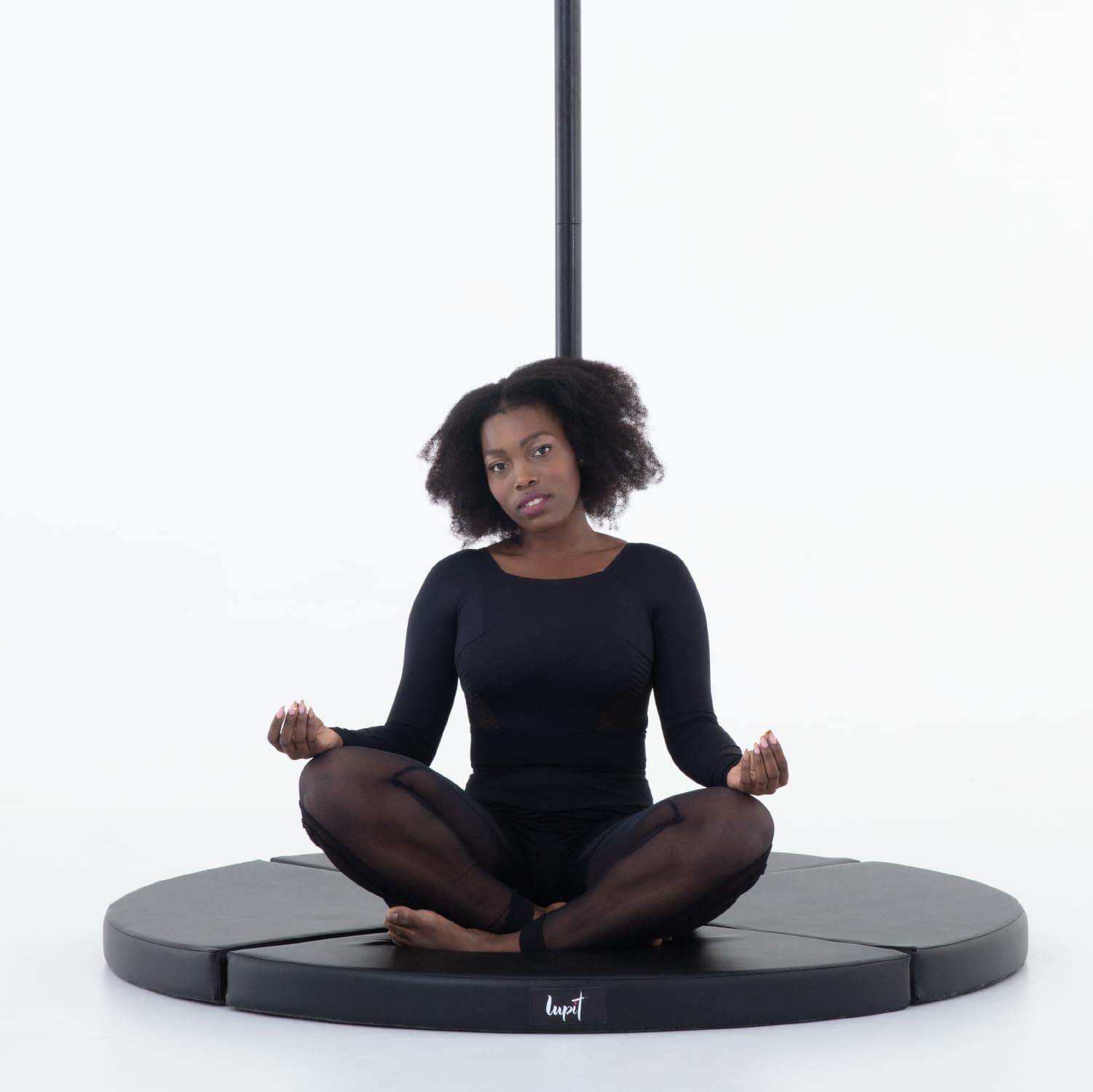 LUPIT Pole Standard Dance Mat - Foldable Crash Mat with High-Grade EPE Foam Padding + Water Resistant Elastic Leather Cover - Protective Fall Safety Cushion for Pole Dancing (Black, 3.14")