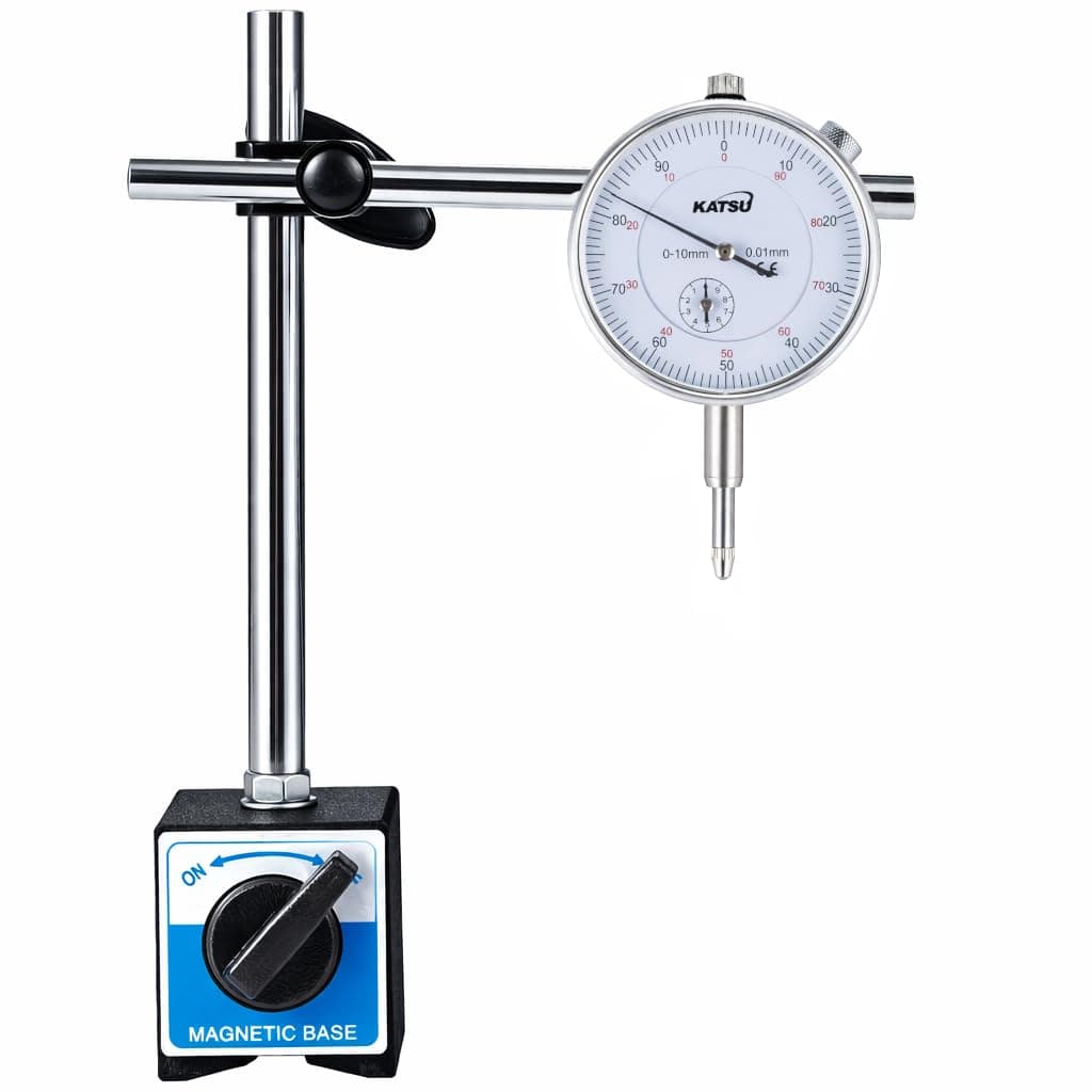 KATSU Tools Metric Dial Test Indicator DTI Gauge 0-10mm with Magnetic Base 40111963