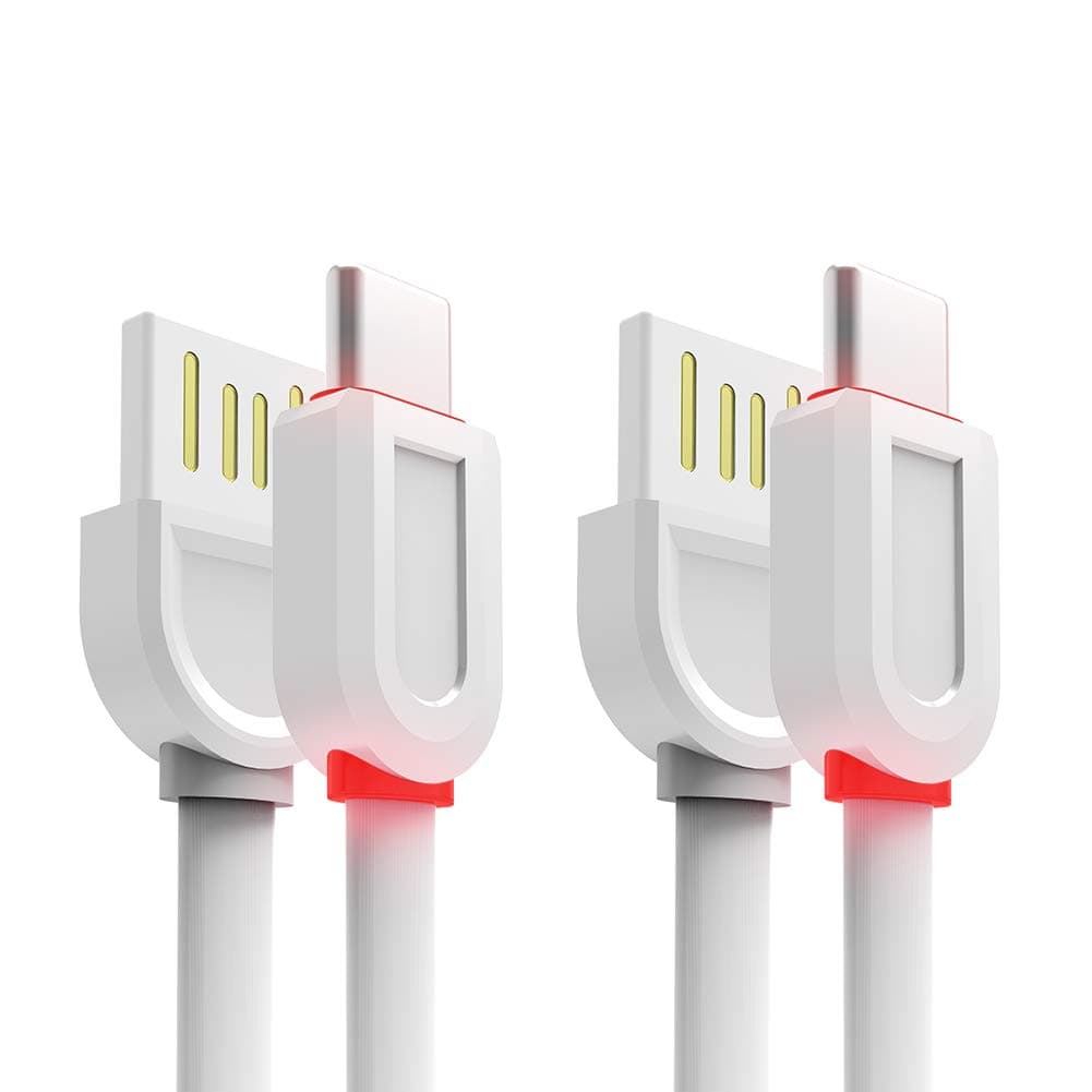 Flat USB C Cables, 2Pack 3FT Type C Charging Cable Data Sync with LED Light Compatible with Samsung Galaxy S10 S9 Note 9 8 S8 Plus,LG V30 V20 G6 G5,Google Pixel,Nintendo Switch