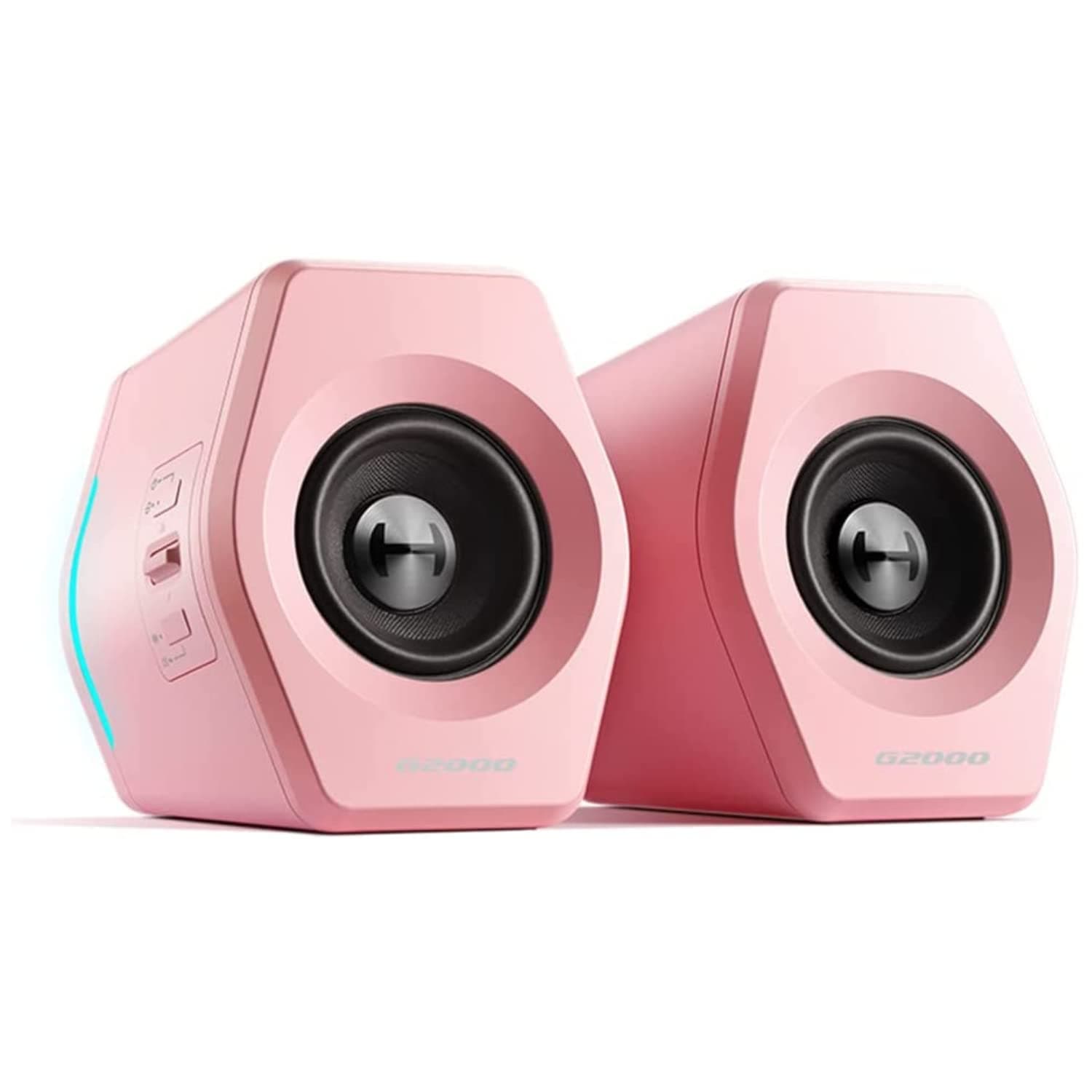 G2000 32W PC Computer Speakers for Gaming Desktop PC Laptop Mac Computer Woofer Speakers Bluetooth USB 3.5mm AUX Inputs RGB Lights Multimedia Speakers Pink