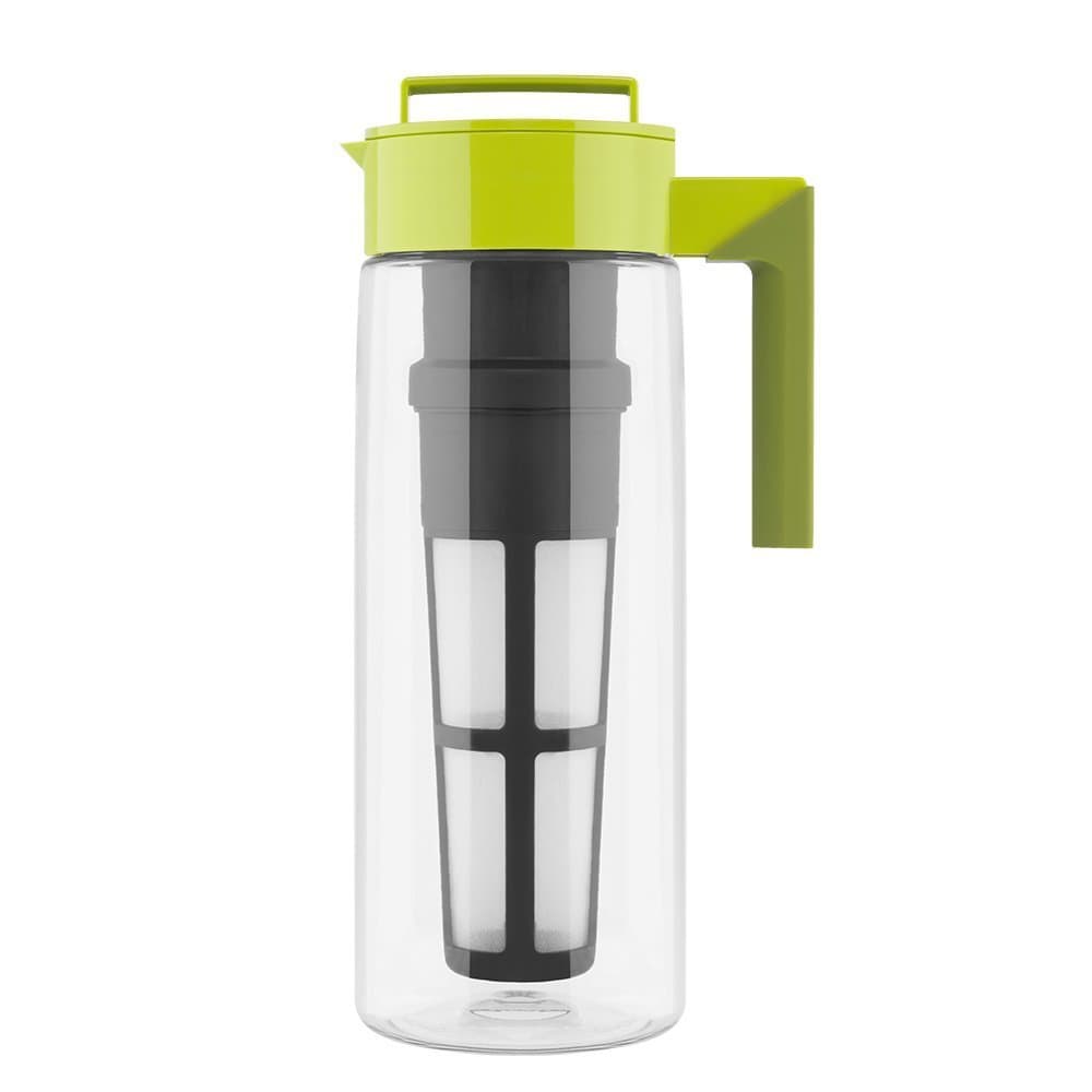 Takeya Flash Chill Iced Tea Maker - Versatile Tea Brewer for Loose/Bagged Tea - Patented Flash Chill Tech Hot/Cold Use BPA-Free Tritan Dishwasher Safe - Airtight Lid Made in USA - 2 Quart/Avocado