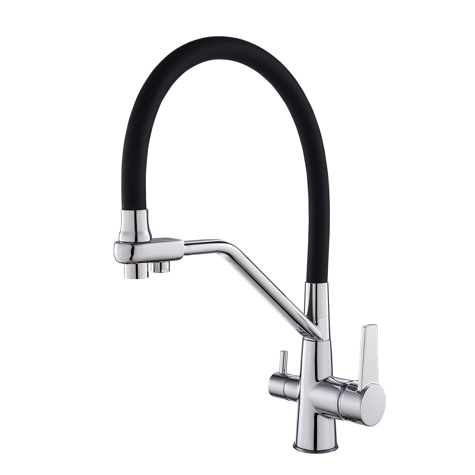 3 Way Kitchen Taps with Silicone Pull Out Spray, Drinking Purifier Water Tap Sink Mixer 360°Swivel Spout Chrome