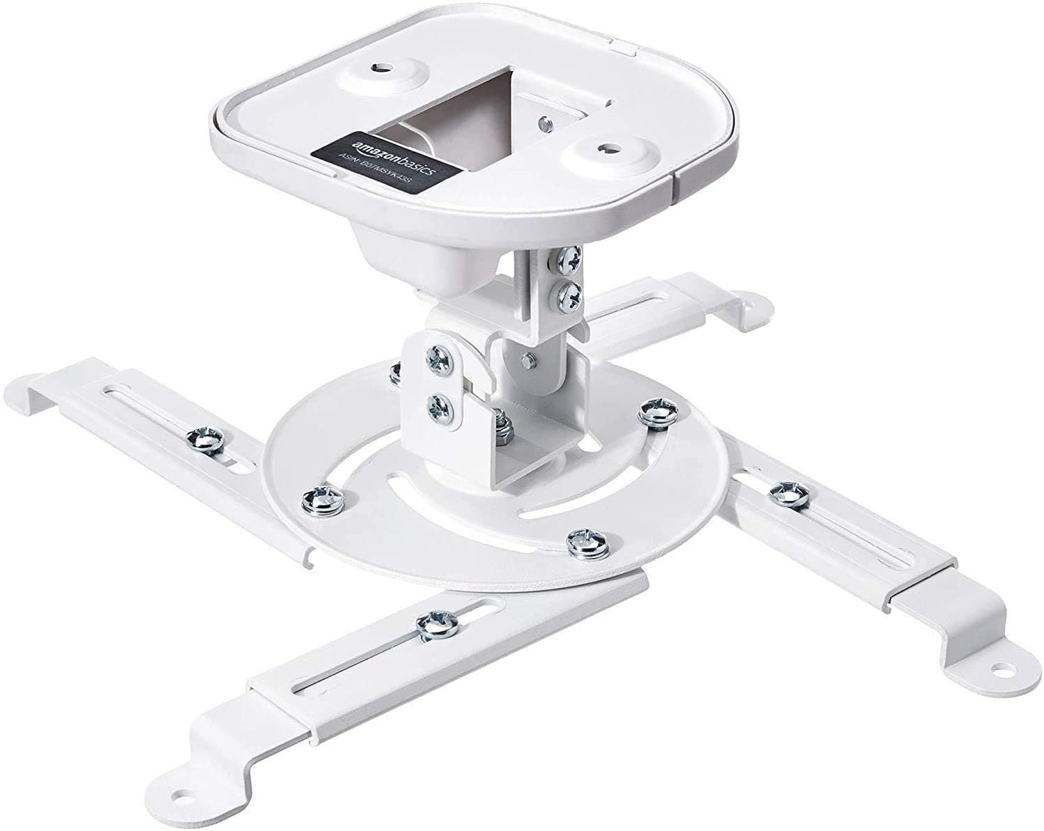 Tilting Projector Bracket Mount for Ceiling and Wall, Universal design mounting holes from 2.4" - 19.07", 15 kg / 33lbs Capacity, White