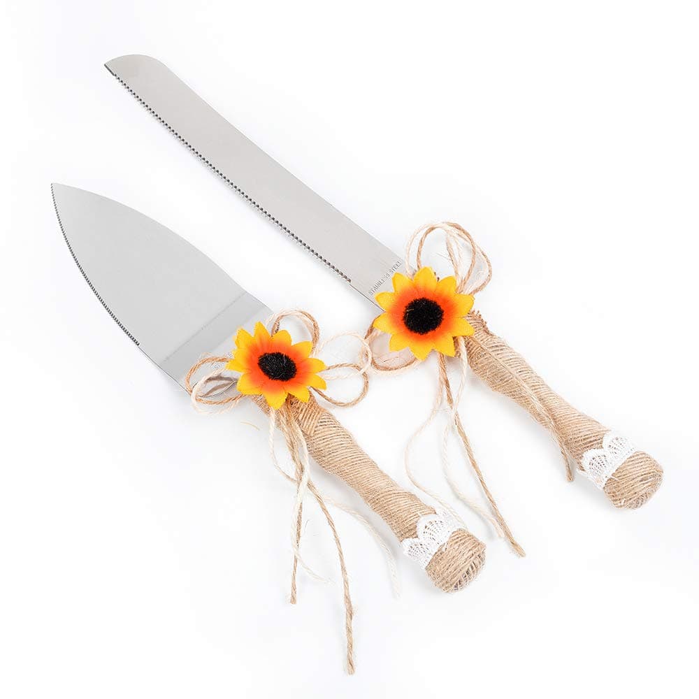 Rustic Wedding Cake Serving Set, Pizza Pie Cake Knife and Server Set for Custom Wedding Gift Parties Birthdays Anniversaries Supplies