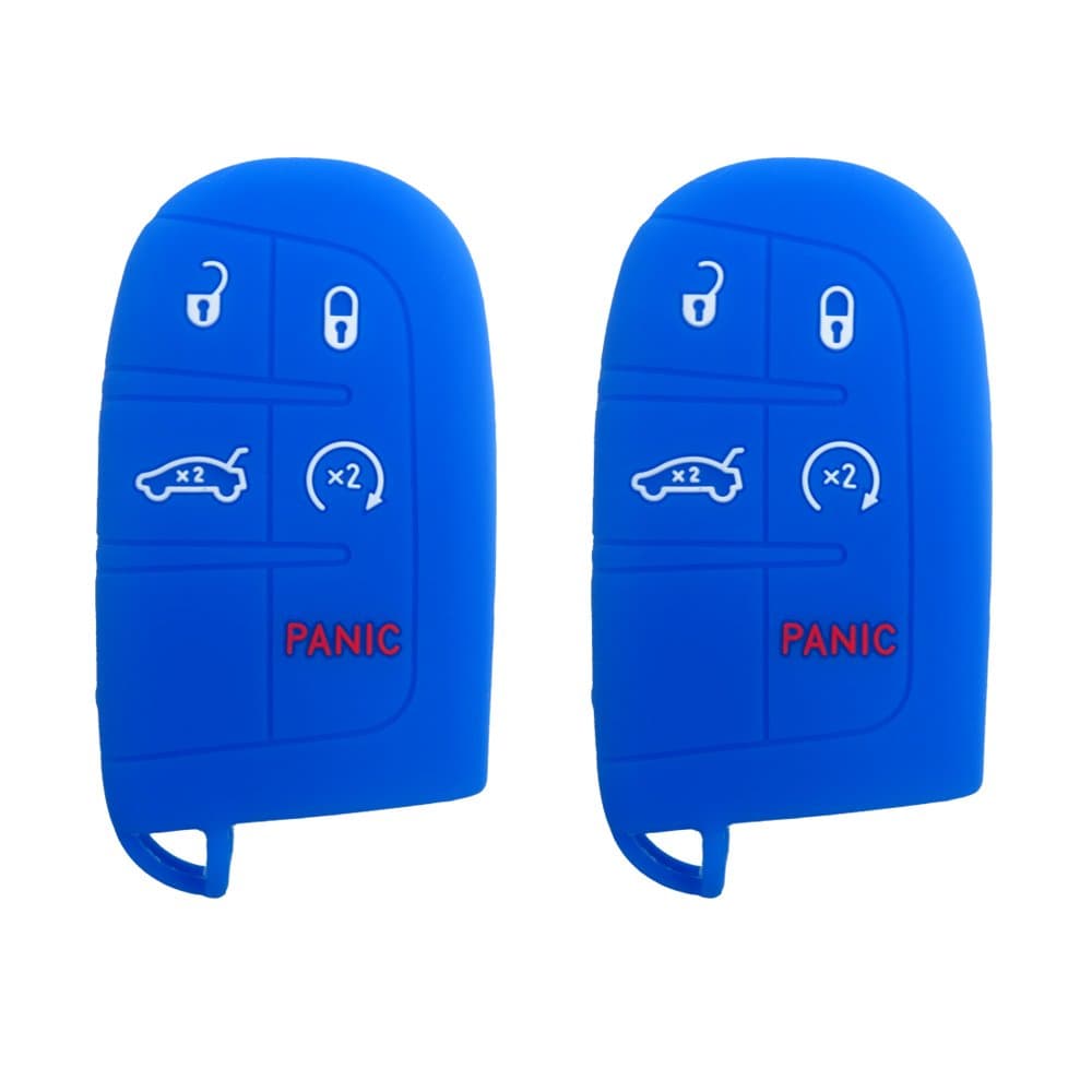 BAR Autotech Remote Key Silicone Rubber Keyless Entry Shell Case Fob and Key Skin Cover fit for Jeep Grand Cherokee, Chrysler 300, Dodge Durango, Charger, Challenger, Journey (1 Pair) (Blue)