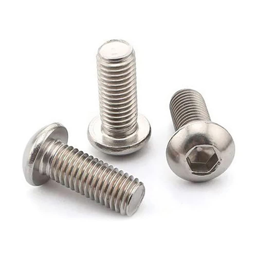 50 Pcs 1/4-20 x 1" Hex Button Head Socket Cap Bolts, 304 Stainless Steel 18-8, Bright Finish, Fully Machine Thread (1/4-20 x 1 50pcs)