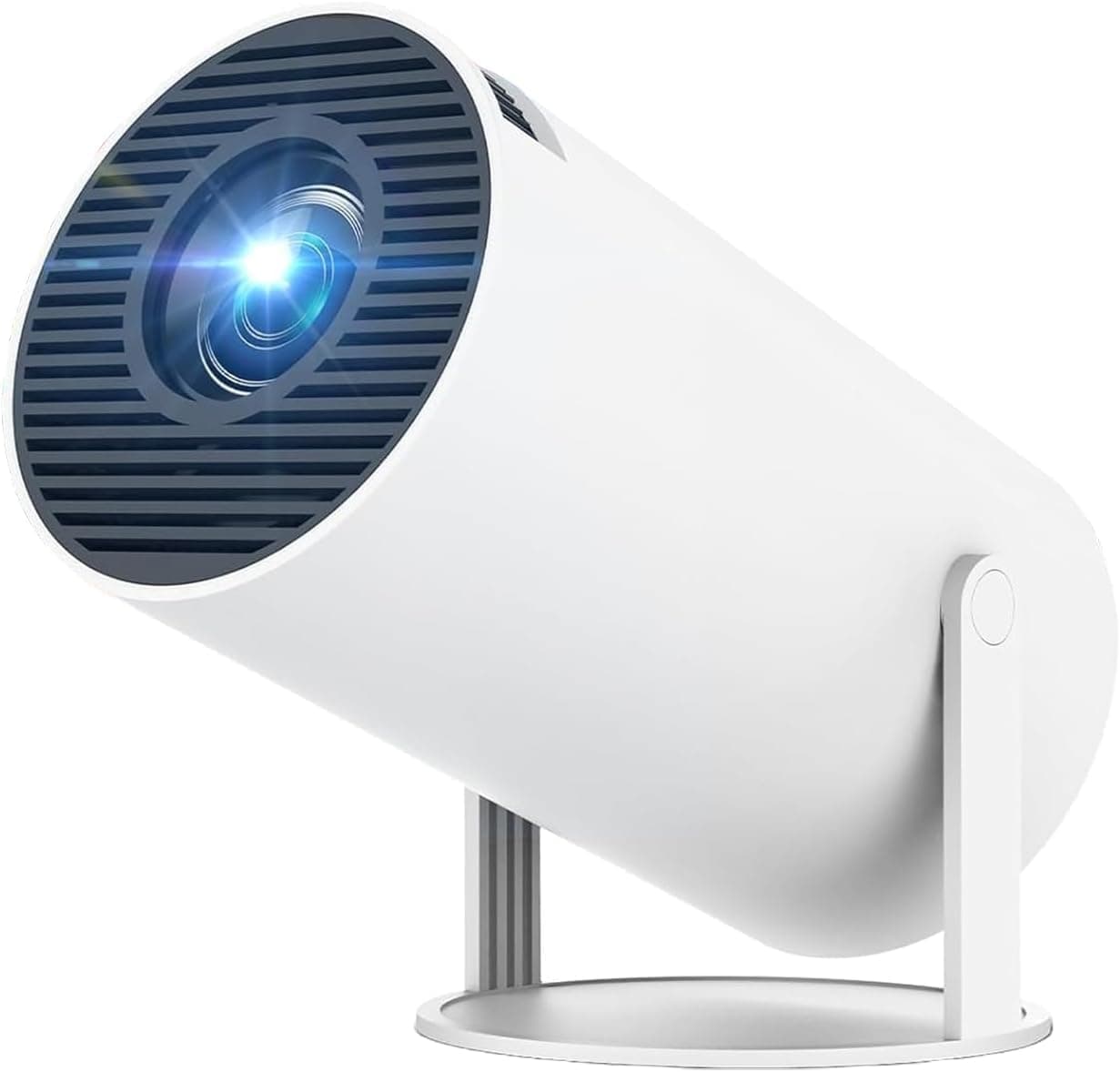 Mini Projector,Portable Projector,4K/200 ANSI Projector with 2.4/5G WiFi and Bluetooth.Auto Keystone Correction,40"-130" Screen,180° Flip,Android 11.0,Round Design Movie Projector (White)