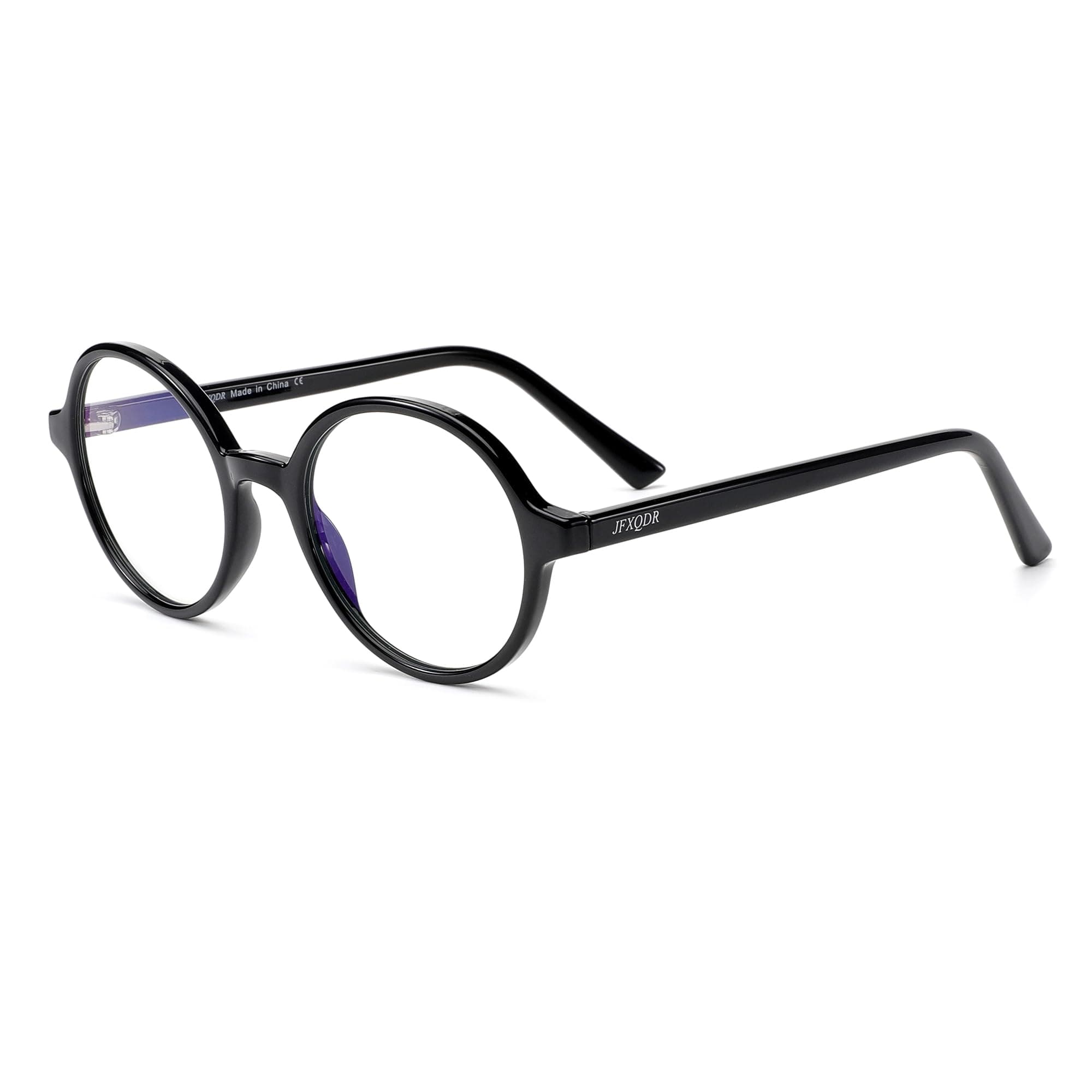 Round Blue Light Blocking Glasses Women Men, Circle Frame Computer Gaming Glasses Anti Glare & UV RF6206 (Black)