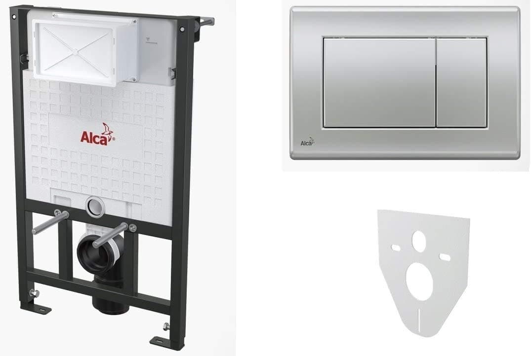 WC Frame System for Dry Wall Construction 100 cm with Actuator Plate Matt Chrome Quadro Concealed Cistern Cistern Wall Hanging Toilet Sound Insulation