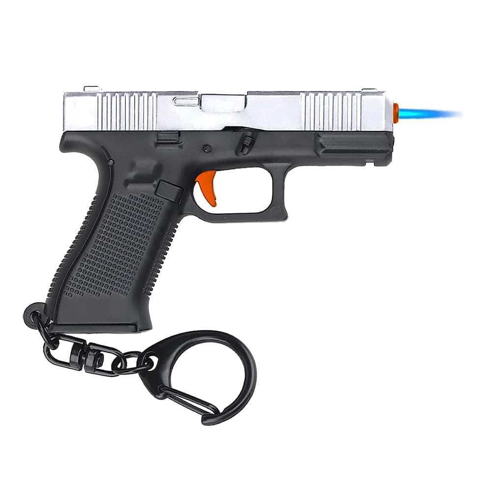 Butane Torch Lighter - Windproof Lighter, Refillable Adjustable Jet Flame Cool Lighter for Kitchen BBQ Candle Camping Jewelry Welding, Men Gift with Gift Box (No Gas) (Silver, Standard)