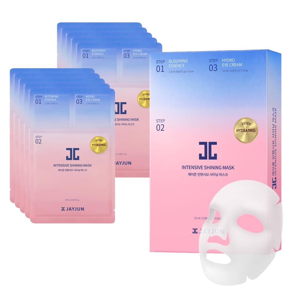 - JAYJUN Intensive Shining Mask with Lavender Extract (10 Pack)- 3-Step Hydration, Radiance Boost, All-in-One Skincare, Korean Sheet Mask for Dull & Tired Skin