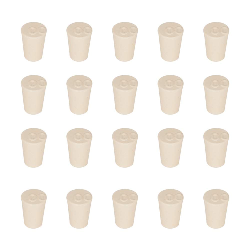 StonyLab Solid Rubber Stoppers, 20-Pack 00# - 11mm x 15mm x 19mm - White Tapered Lab Seal Rubber Stoppers