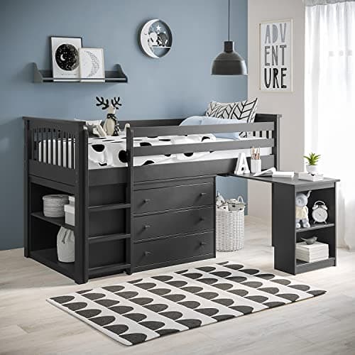 Windermere Midsleeper in Dark Grey with Pull Out Desk