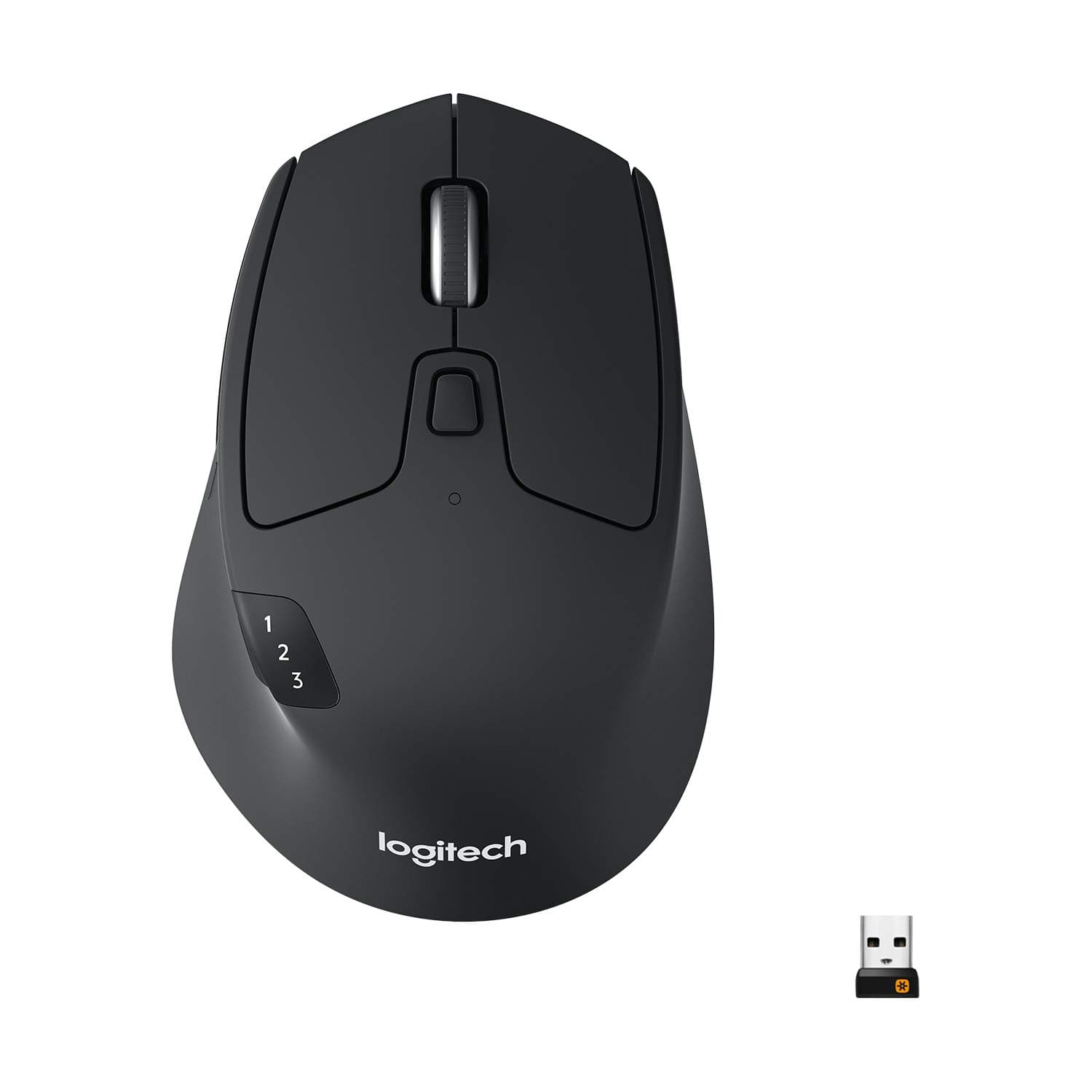 Logitech M720 Wireless Triathlon Mouse with Bluetooth for PC with Hyper-Fast Scrolling and USB Unifying Receiver for Computer and Laptop - Black