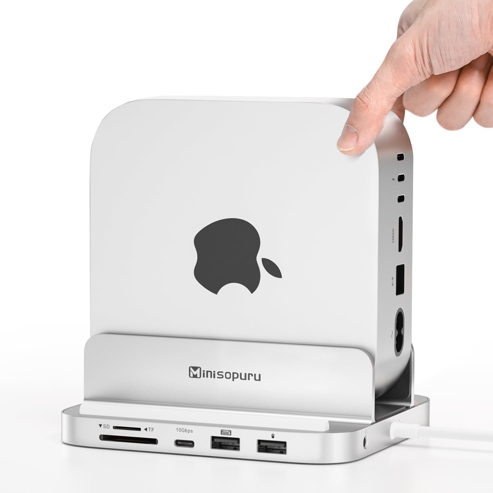 Minisopuru MINI218B PRO Mac mini M4 Dock with 8TB M.2 NVMe SSD Enclosure,10Gbps USB C/A Mac mini M4 Accessories, 8 in 1 All Aluminum Vertical Stand USB C Hub for Mac mini M4/M4 Pro 2024