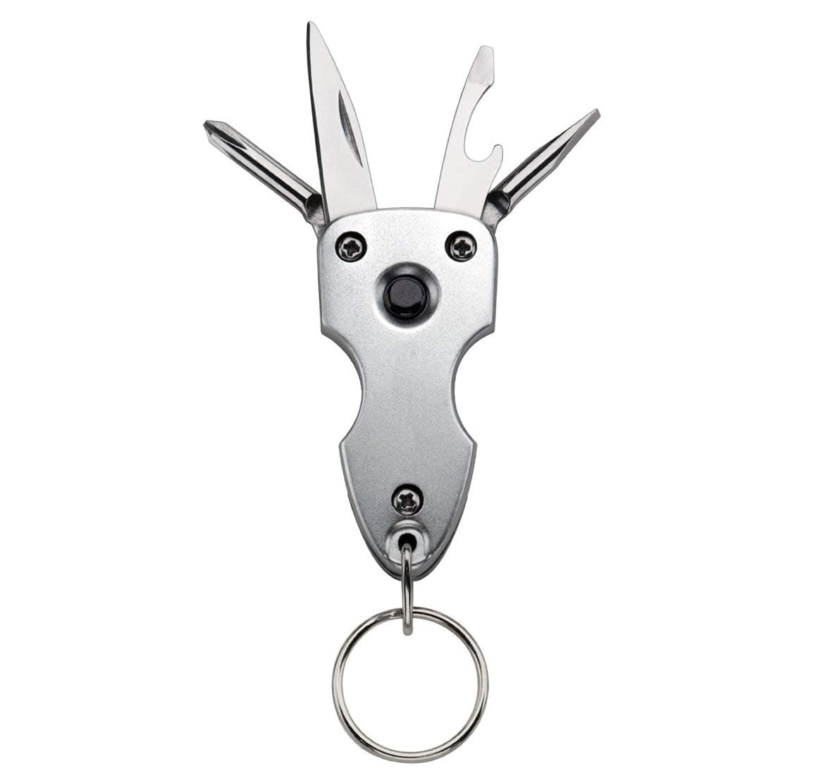 Silver 6 in 1 Torch Multi-Tool Keychain (Silver)