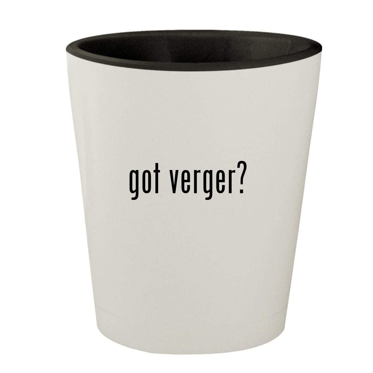 got verger? - White Outer & Black Inner Ceramic 1.5oz Shot Glass