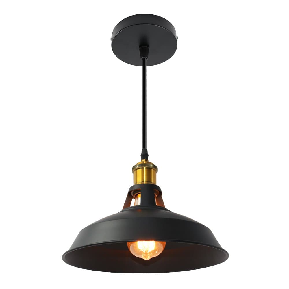 Ledhopp Ceiling Lamp Ceiling Light Semi Flush Mount Ceiling Lamp Ceiling Light Metal Pendant Light for Dining Room Bedroom Livingroom (Black, dia-10.6inch)