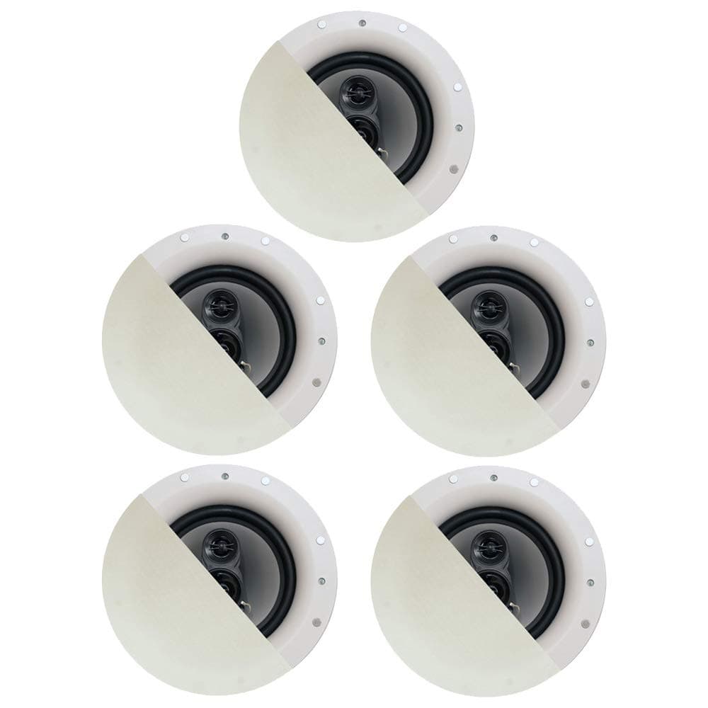 CSic84 Frameless 8" in Ceiling 5 Speaker Set 3 Way Home Theater Speakers, White, (Model: CSic84-5S)