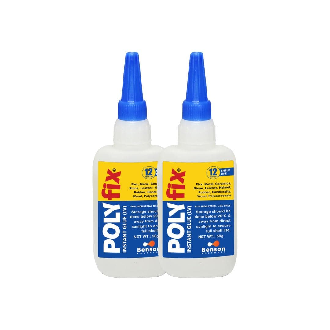 POLYfix Low Viscosity Glue For Acrylic Pasting, flex bonding | Fast Drying, bonds in seconds, waterproof| For Footwear, Helmets, Toys, Handicrafts, Ceramic & Porcelain Pasting etc.50g (Pack of 2)