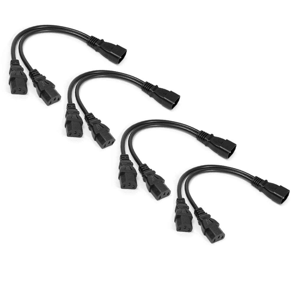 4-Pack UPS Server Y Splitter C14 to 2 x C13 Power Extension Cable