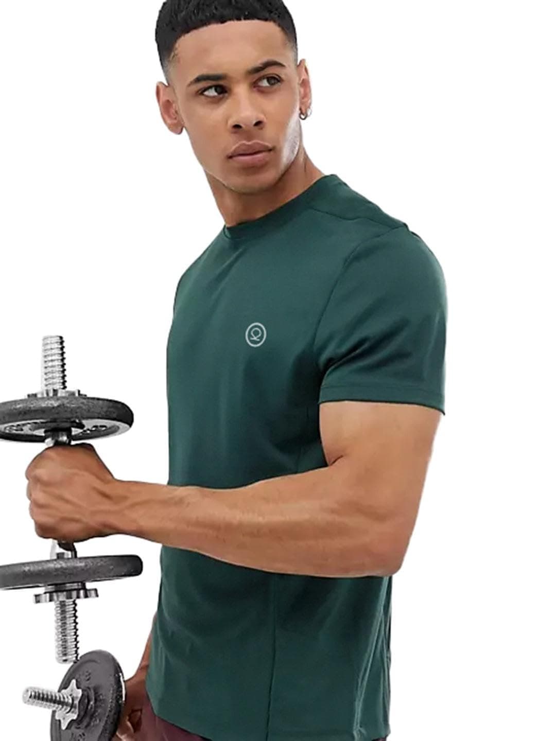 CHKOKKOMen Polyester Solid Quick Dry Half Sleeve Regular Fit Round Crew Neck Active Sportswear Gym T-Shirt for Workout Training Running and Fitness Activities